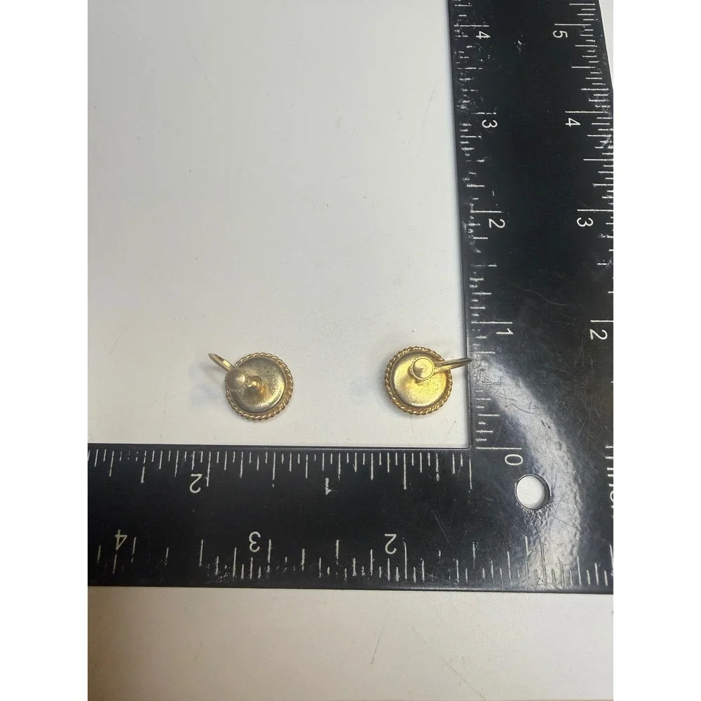 Vintage Italian Micro Mosaic Floral Screw Back Earrings Gold Tone Round Petite